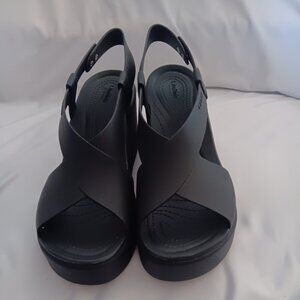 Crocs Sandals Brooklyn High Wedge Women US Shoes Size W9 Black/Black